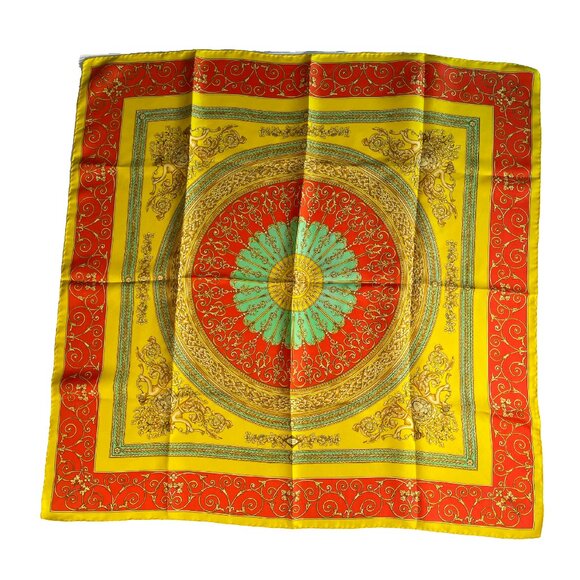 Vintage Versace Silk Scarf – Baroque Medallion Design - Picture 1 of 15